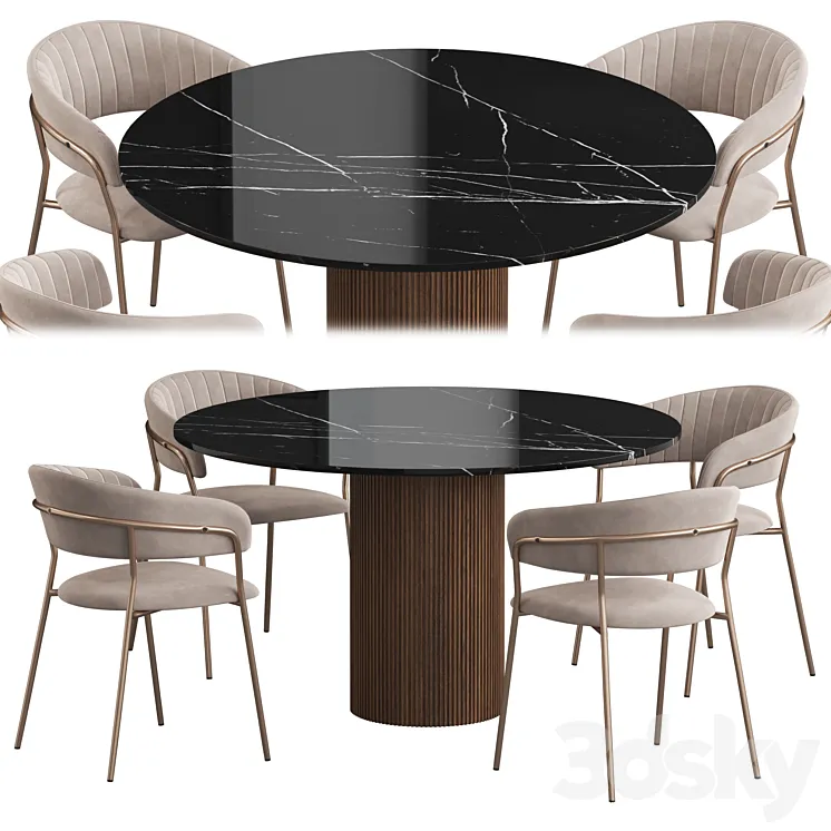 Ostinato table Turin chair Dining set 3DS Max