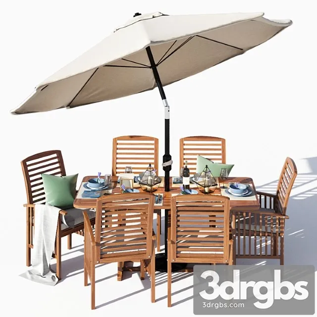 Other Brown acacia 7- piece dining set 3dsmax Download