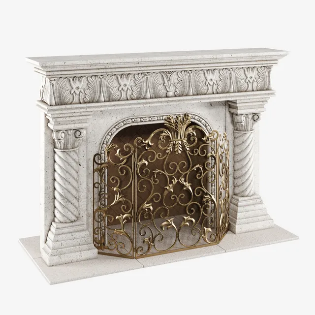 other-models – Caesar Mantel & Acanthus Fireplace Screen 3ds Max