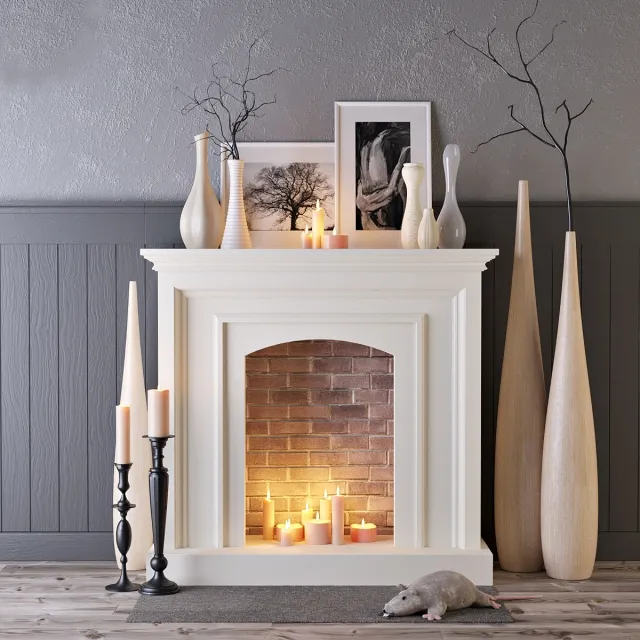 other-models – Decorative fireplace with candles 3ds Max