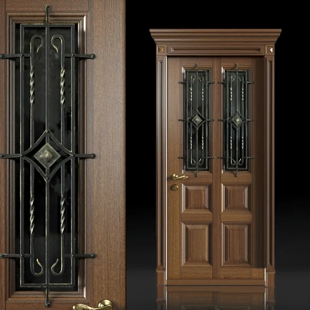 other-models – Entrance door with wrought-iron grille 2 3ds Max