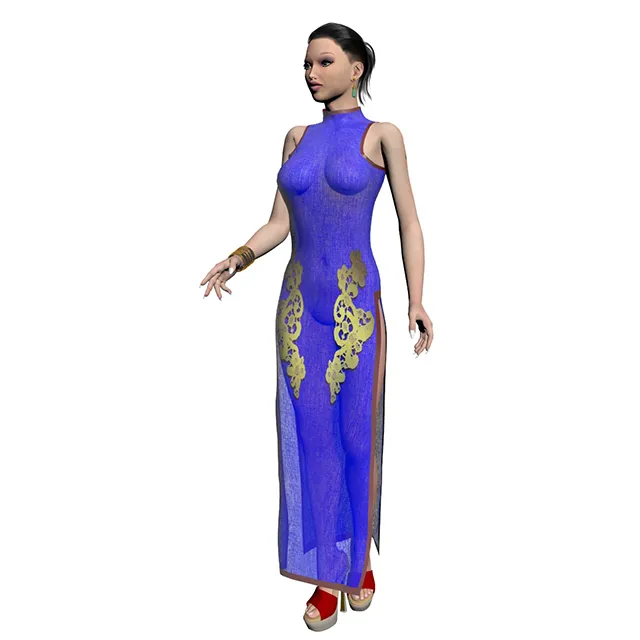 other-models – Girl in cheongsam 3ds Max