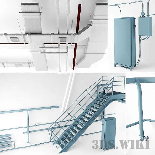 other-models – Loft set (ventilation wires stairs heating) 3ds Max