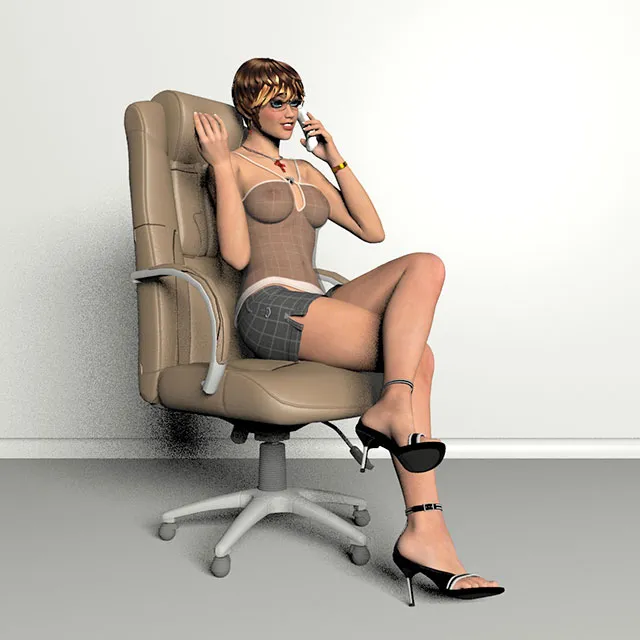 other-models – Office girl with phone 3ds Max