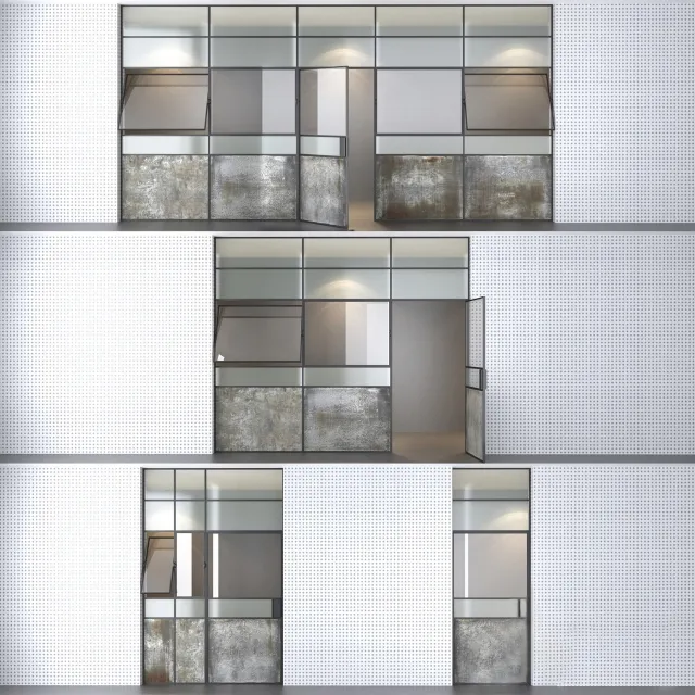 other-models – Set  4 steel doors wired glass wireglass 3ds Max