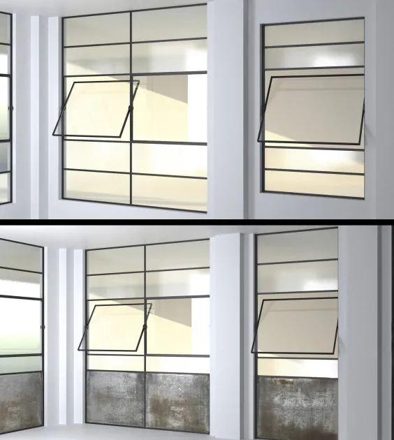 other-models – Set 4 Steel Factory Windows wired glass wireglass 3ds Max