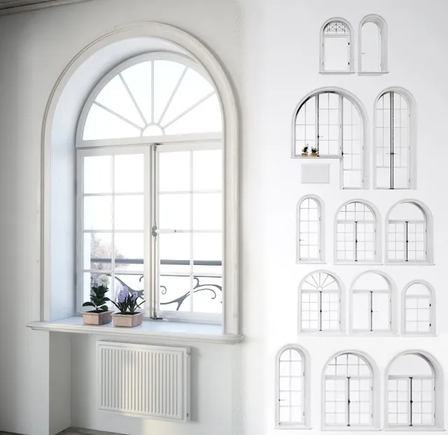 other-models – Set classical arched windows with decor 3ds Max
