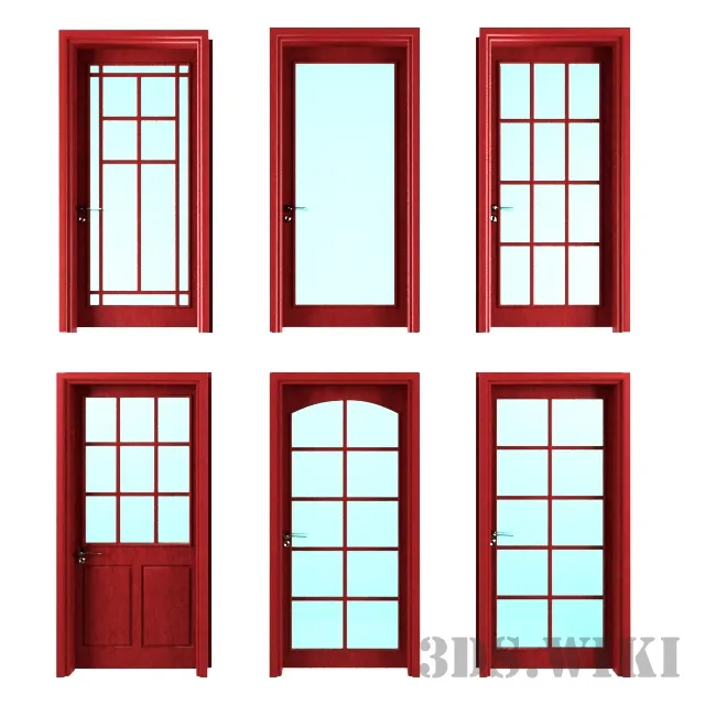other-models – Set of wooden doors with windows 3ds Max
