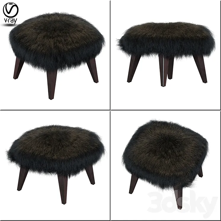 OTTO TIBETAN FUR CUBE OTTOMAN 3DS Max