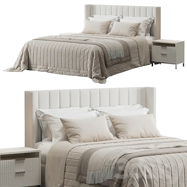 Oulton Striped Headboard Wingback Bed by Ambassador Beds 3ds Max