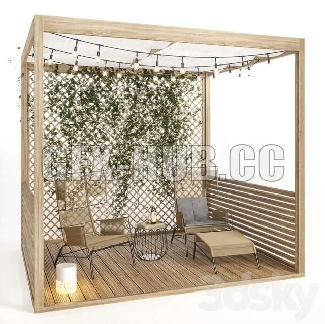 Outdoor armchair and coffee table 1 3dsMax Model