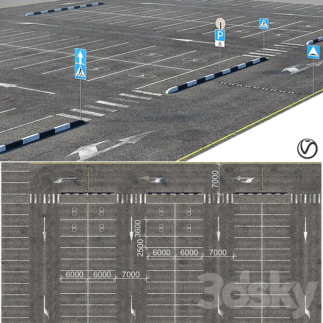 outdoor car park 3ds Max