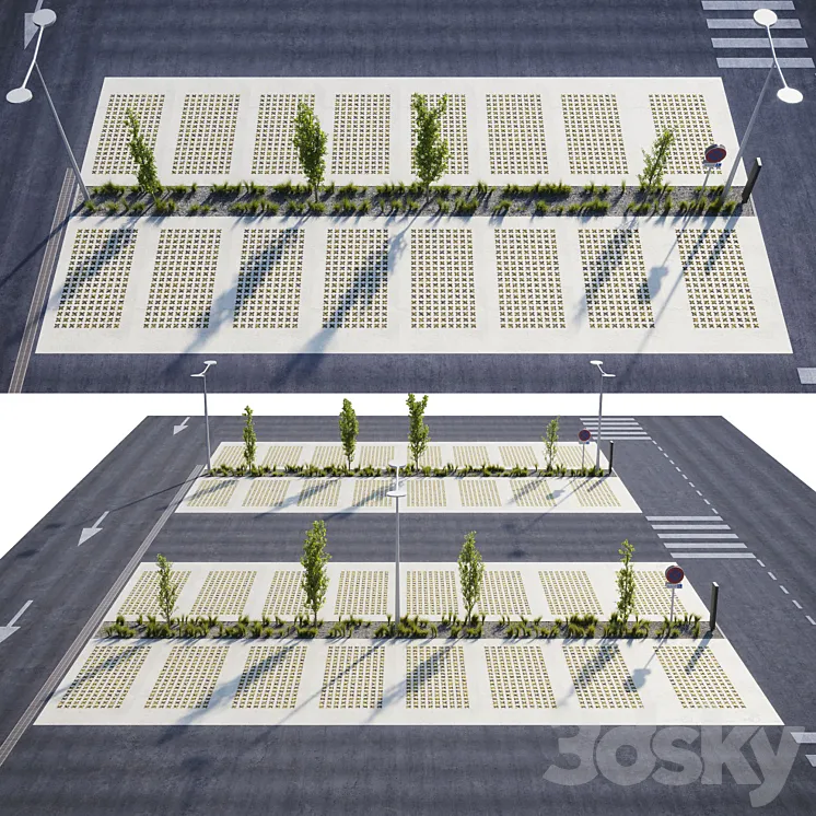 Outdoor eco-parking 3DS Max