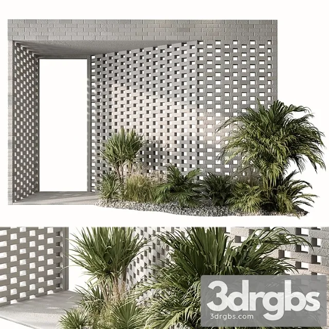 Outdoor entrance parametric brick wall – architecture element 53 3dsmax Download