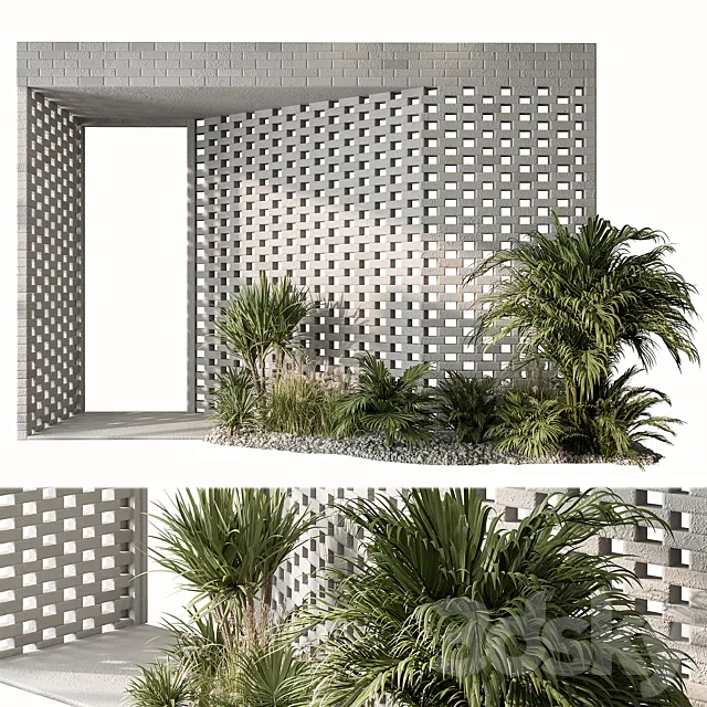 Outdoor Entrance Parametric Brick Wall – Architecture Element 53 3DS Max Model