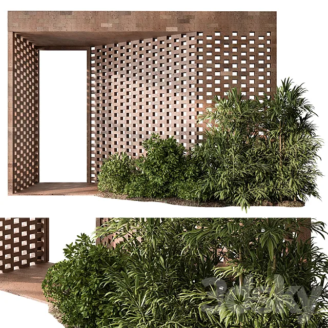 Outdoor Entrance Parametric Brick Wall – Architecture Element 54 3DS Max Model