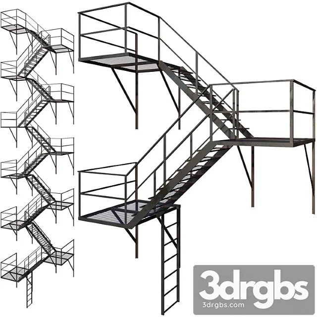 Outdoor fire ladder (low poly) 3dsmax Download