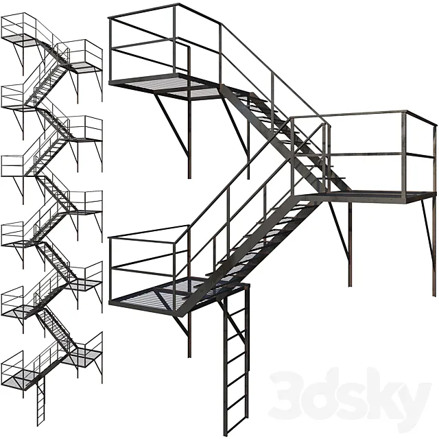 Outdoor Fire Ladder (Low poly) 3DS Max Model