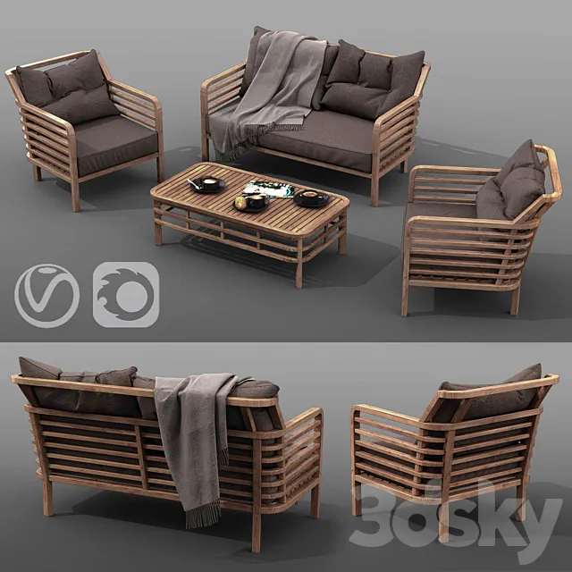 outdoor furniture set AZZURA Colorado Lounge Set 3DS Max Model