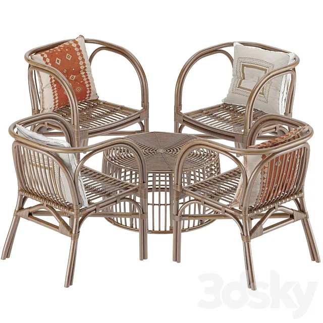 Outdoor garden furniture rattan set 3dsMax Model