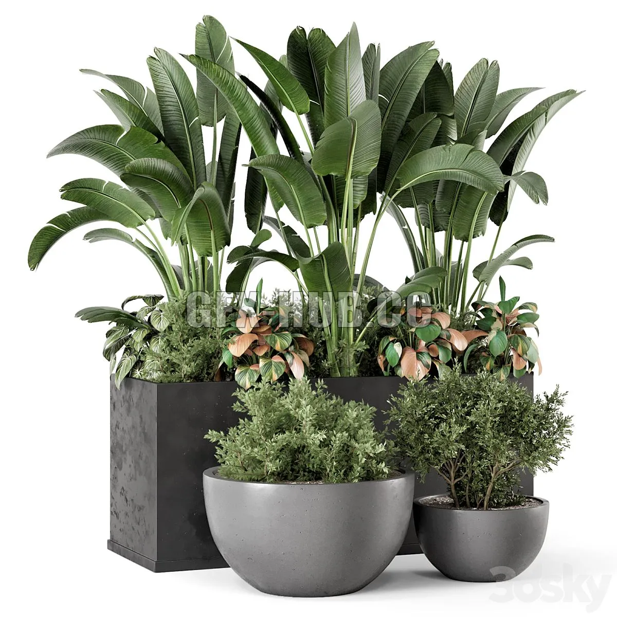 Outdoor Garden set Bush and Tree – Garden Set 1144 3dsMax Model