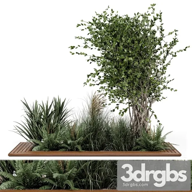 Outdoor Garden Set Bush And Tree Garden Set 361 3dsmax Download