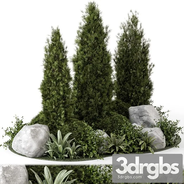 Outdoor Garden Set Bush And Tree Garden Set 846 3dsmax Download