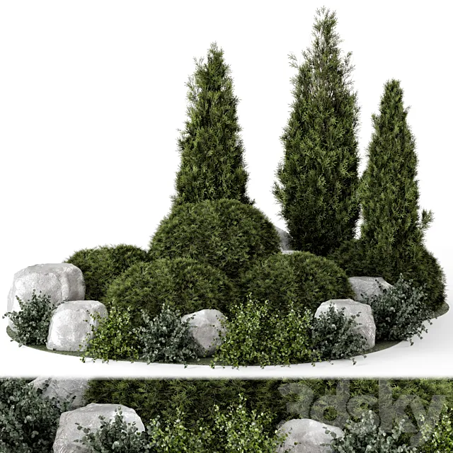 Outdoor Garden Set Bush and Tree – Garden Set 894 3ds Max