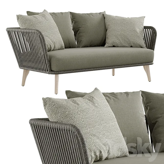 Outdoor garden wicker woven 2-seater sofa 4so santander 3DSMax File