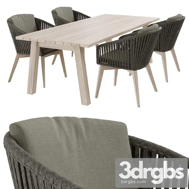 Outdoor garden wicker woven dining set 4so santander