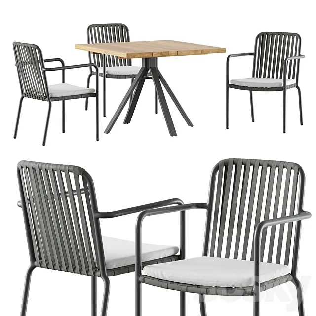 Outdoor garden wicker woven dining set Skyline design Trinity 3ds Max