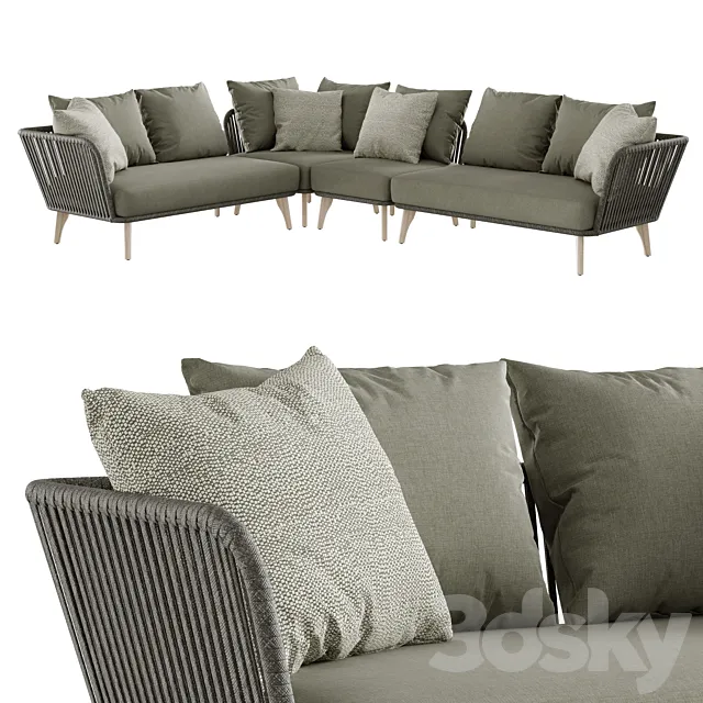 Outdoor garden wicker woven modular sofa 4so Santander 3DS Max Model