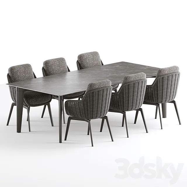 Outdoor Garden Woven Dining Set Belt Cord 3ds Max