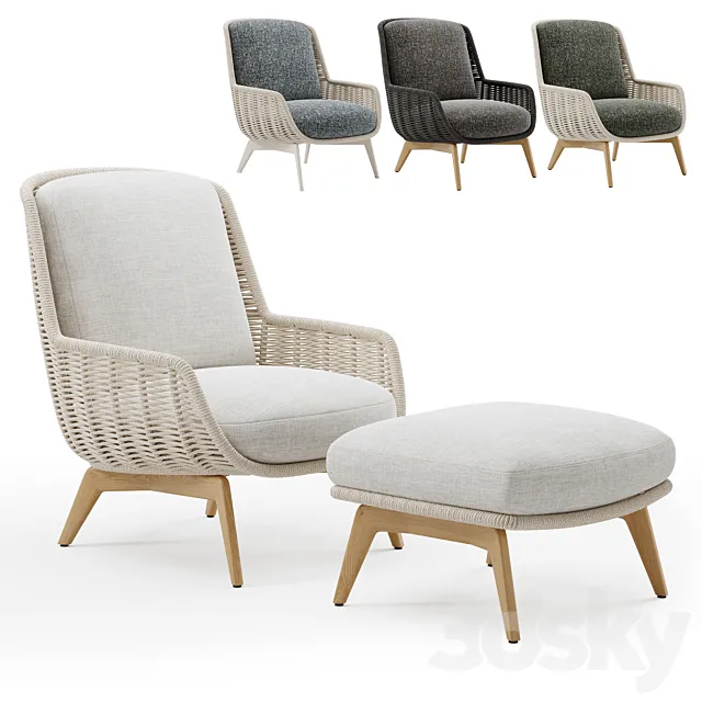 Outdoor Garden Woven Lounge Bergere Belt Cord 3DS Max Model