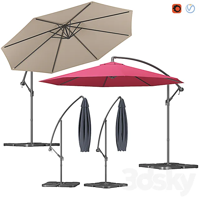 Outdoor Octagonal Parasol 3DS Max Model