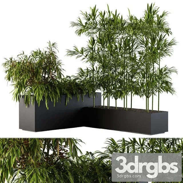 Outdoor plants black plastic box – set 73