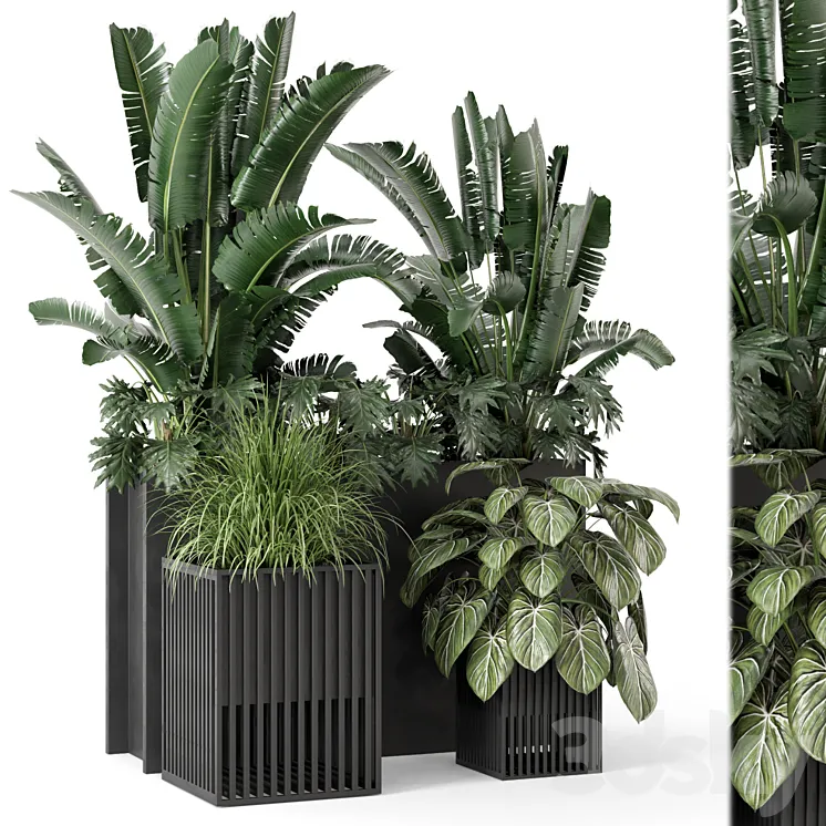 Outdoor Plants Bush in Metal Pot – Set 1074 3DS Max