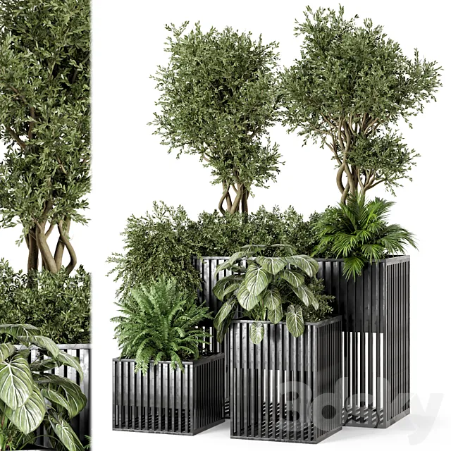 Outdoor Plants in Metal Pots – Set 802 3ds Max