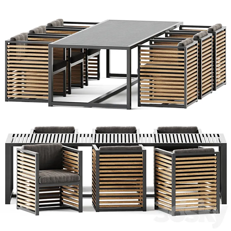 Outdoor Table and Armchair Dna teak by Gandia Blasco \/ Outdoor furniture 3DS Max