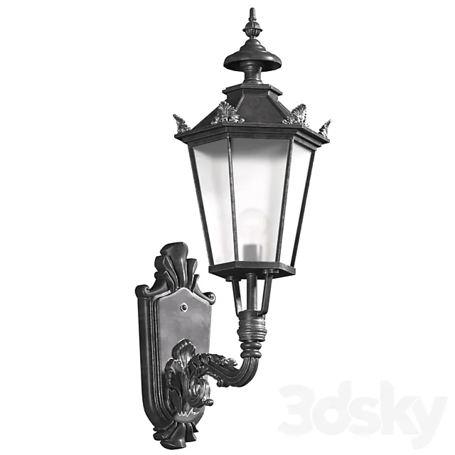 Outdoor wall streetlight. Classical Outdoor Wall Lamp Lighted Lantern Sconce 3DS Max Model