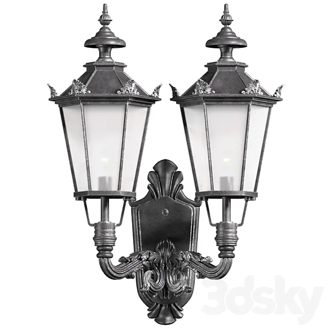 Outdoor wall streetlight. Classical Outdoor Wall Lamp Lighted Lantern Sconce 3dsMax Model