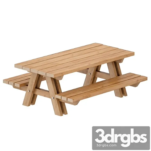 Outdoor wooden picnic table 3dsmax Download