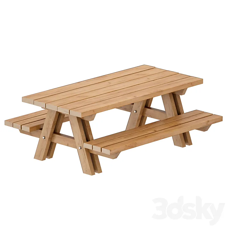 Outdoor Wooden Picnic Table 3DS Max