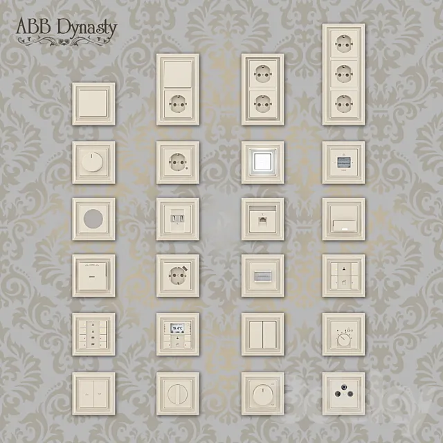 Outlets and switches Abb Dynasty. anthracite and ivory 3DSMax File
