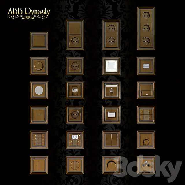 Outlets and switches Abb Dynasty antique brass 3dsMax Model