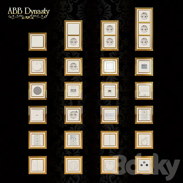 Outlets and switches Abb Dynasty. polished brass 3DSMax File