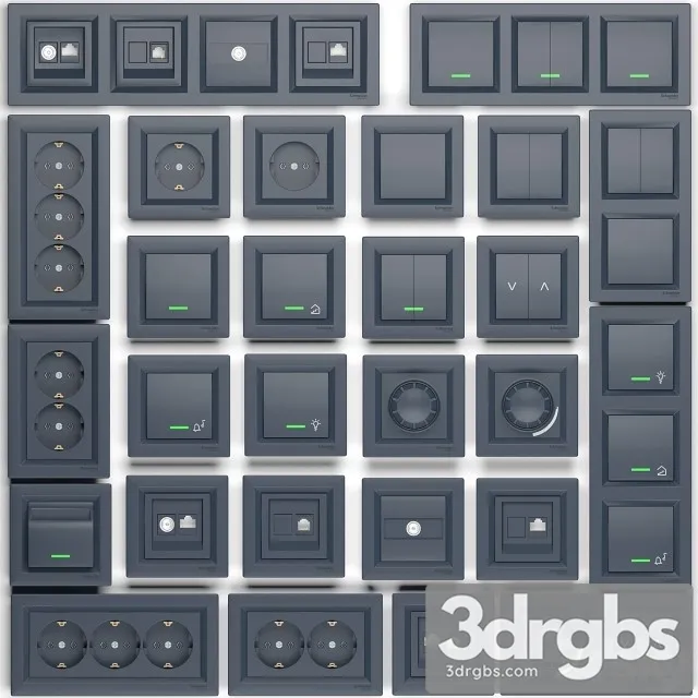 Outlets Switches Schneider Electric Asfora Series 3dsmax Download