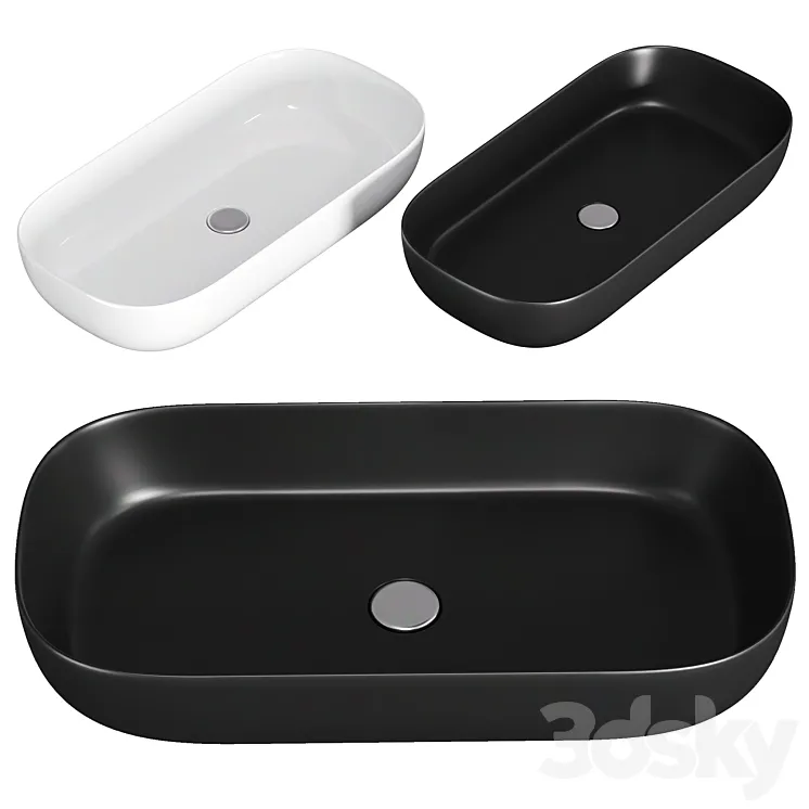 Oval Matte Black Vessel Sink in Ceramic 3DS Max