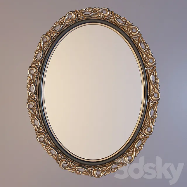 oval mirror in a carved frame 3DS Max Model