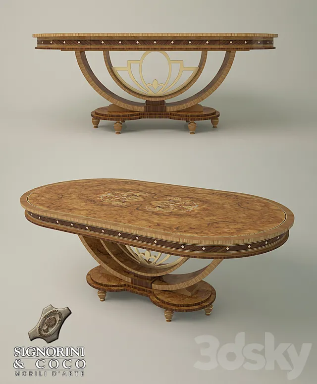 Oval sliding table Signorini & Coco_Ambra 3DS Max Model